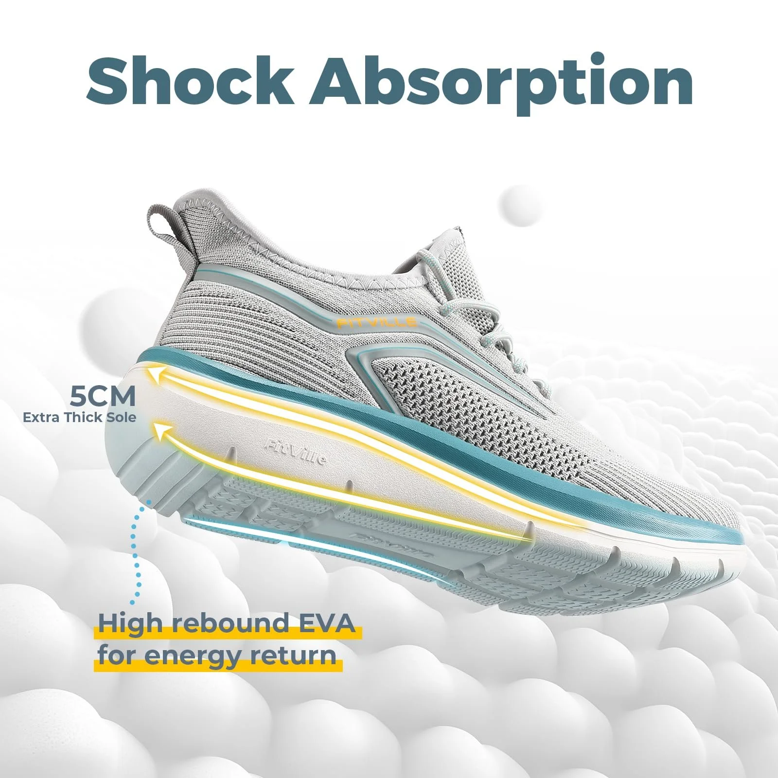 Кросівки FitVille для бігу надширокі Чоловічі кросівки для бігу з амортизацією Яскрава підошва, фото №2