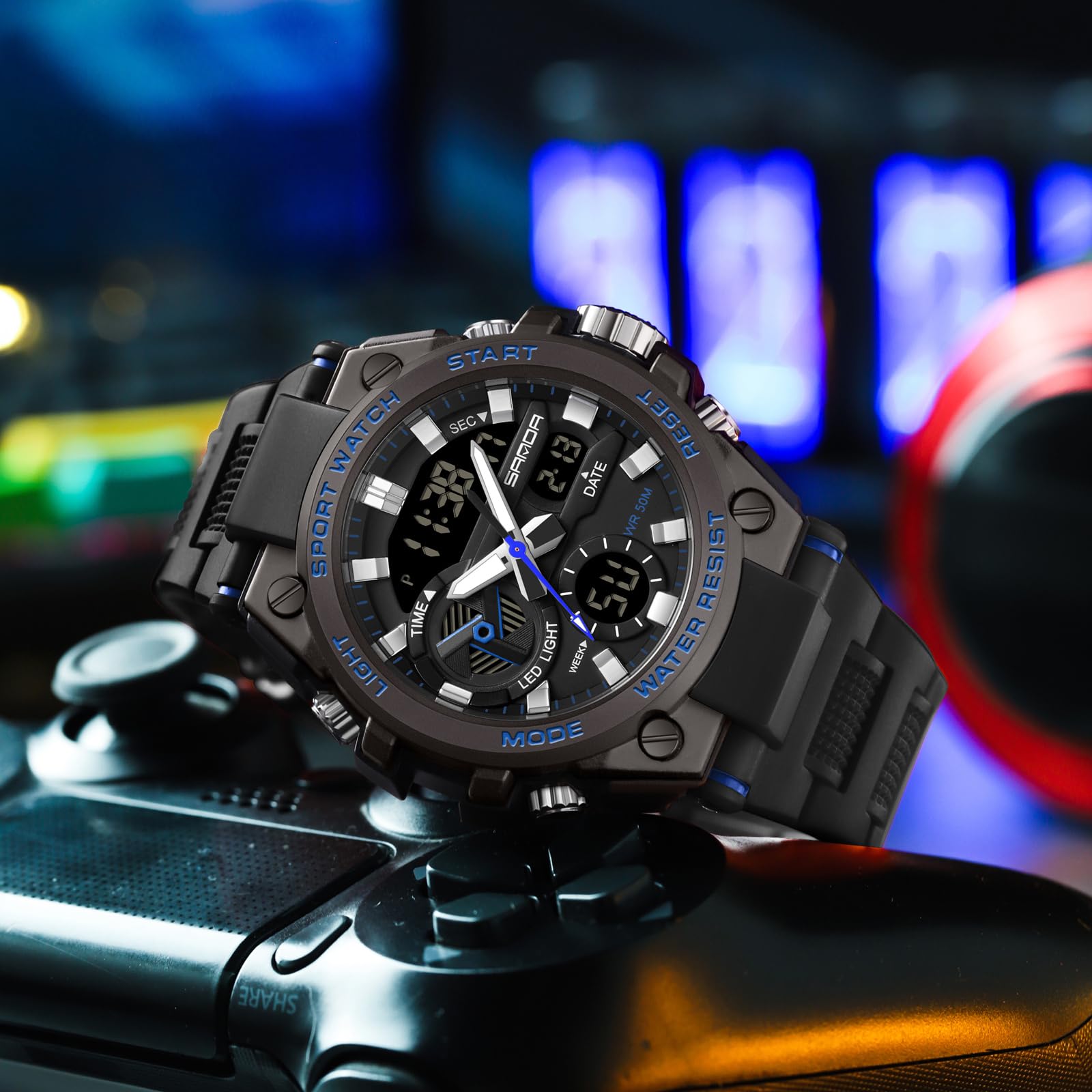 Годинник Findtime Чоловічий Військовий Цифровий Спортивний 5 ATM Водостійкий Синій, фото №2