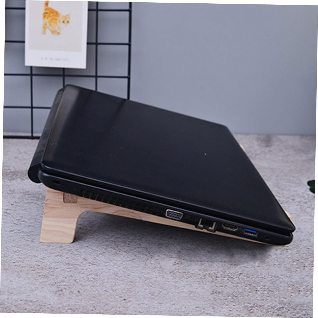 Підставка для ноутбука з масиву дерева, регульована, складана, для столу, компактна конструкція, підходить для ноутбуків, планшетів та книг, міцна, фото №5
