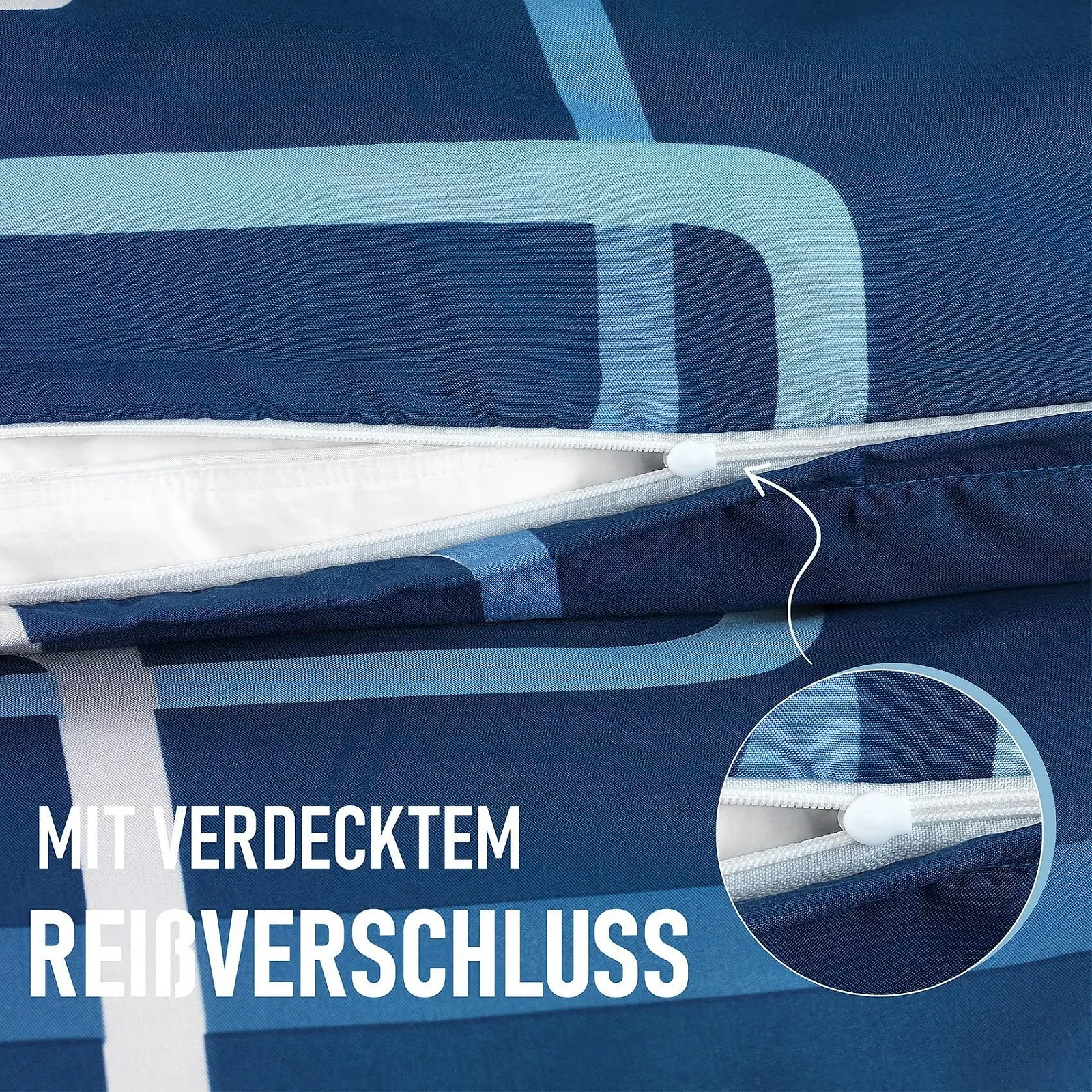 Постільна білизна KUSCHELI Malika 135 x 200 см 2 предмети мікрофібра наволочка 80 x 80 см Синя, фото №5