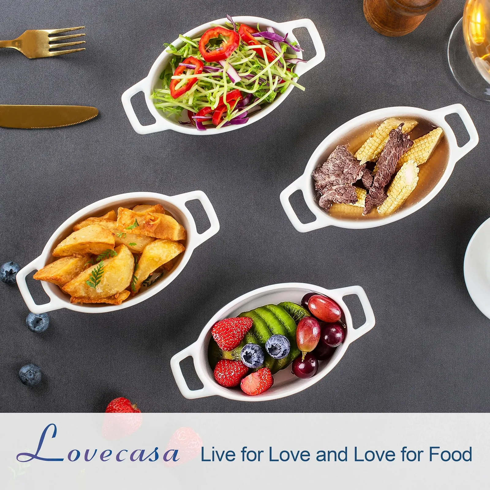 Форма для запікання Lovecasa порцелянова штабельована з ручками порційна, фото №3