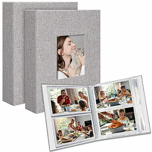 Купить Фотоальбом Remowith для вставных фотографий, холщовая твердая обложка, для семейных юбилеев, детских праздников, свадеб, 200 карманов, 2 шт, серый - Фото 1 Фотоальбом Remowith для вставных фотографий, холщовая твердая обложка, для семейных юбилеев, детских праздников, свадеб, 200 карманов, 2 шт, серый - Фото 1