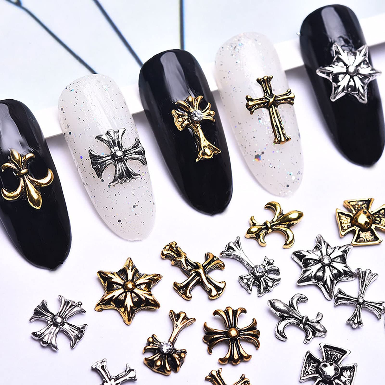 Металлические заклепки для ногтей Jie Du Крест 4 x 6 мм Золотой, Серебряный 6 шт, фото №4 Металлические заклепки для ногтей Jie Du Крест 4 x 6 мм Золотой, Серебряный 6 шт, фото №4