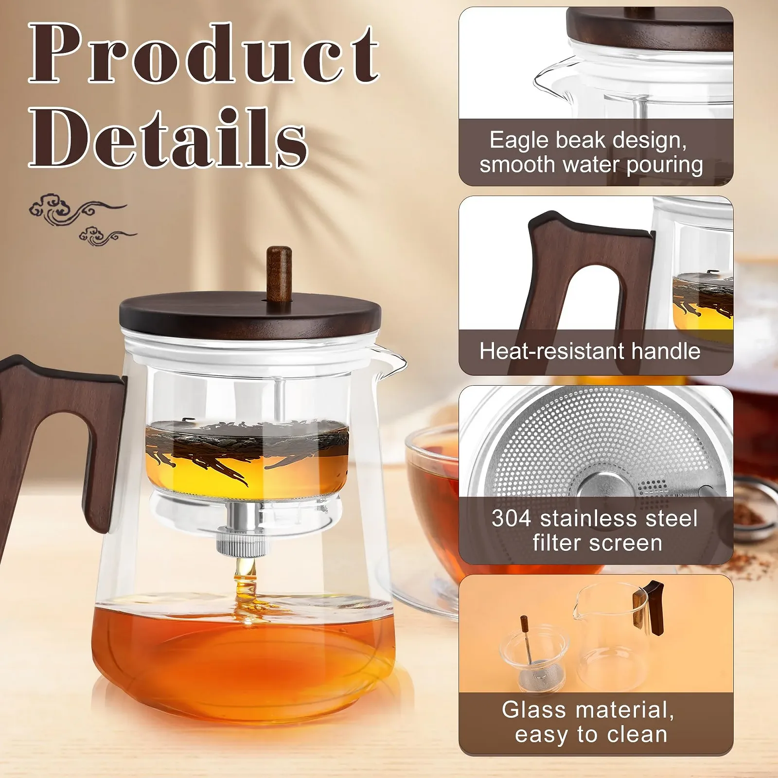 Чайник-заварник Enchanti Magic з функцією автоматичного відділення води, 800 мл, фото №3