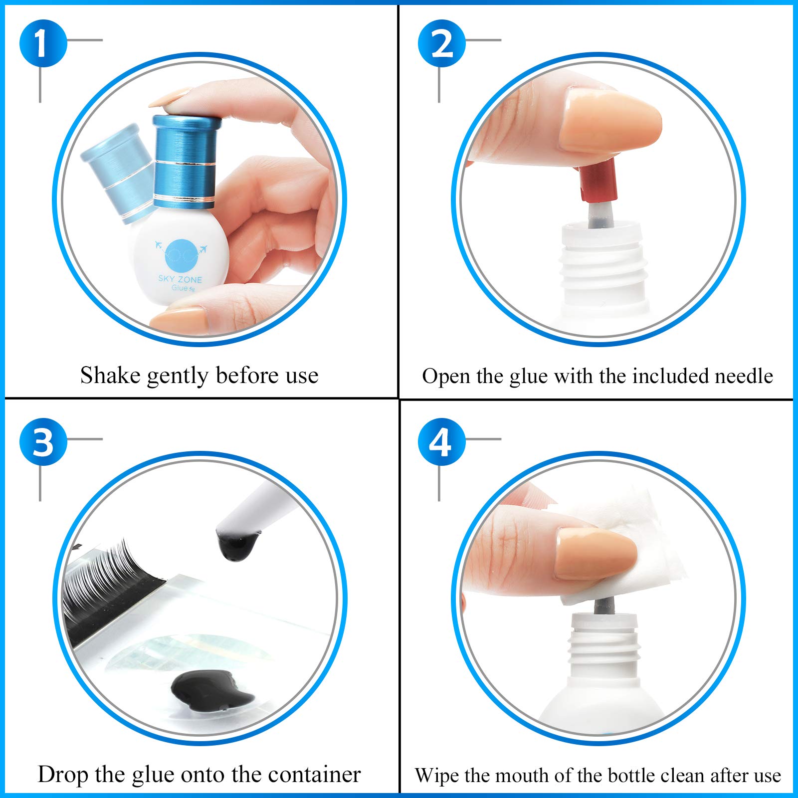 Клей FADLASH Sky Zone для нарощування вій 5 мл Екстра Сильний 1-2 секунди Час висихання Тримання до 6-7 тижнів Професійний Чорний, фото №4