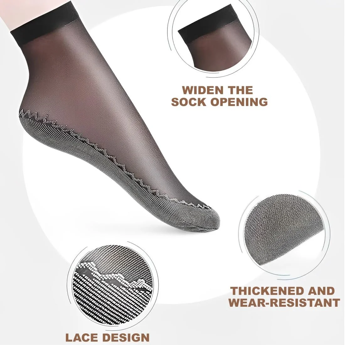 Носки гольфы нейлоновые 8 пар с нескользящей хлопковой стелькой 4 цвета, фото №4