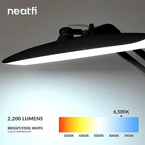 Настільна лампа Neatfi XL 2200 люмен 20 дюймів 4 рівні яскравості 6500K LED Non-CCT (Black) synthetic.ua - Фото 1