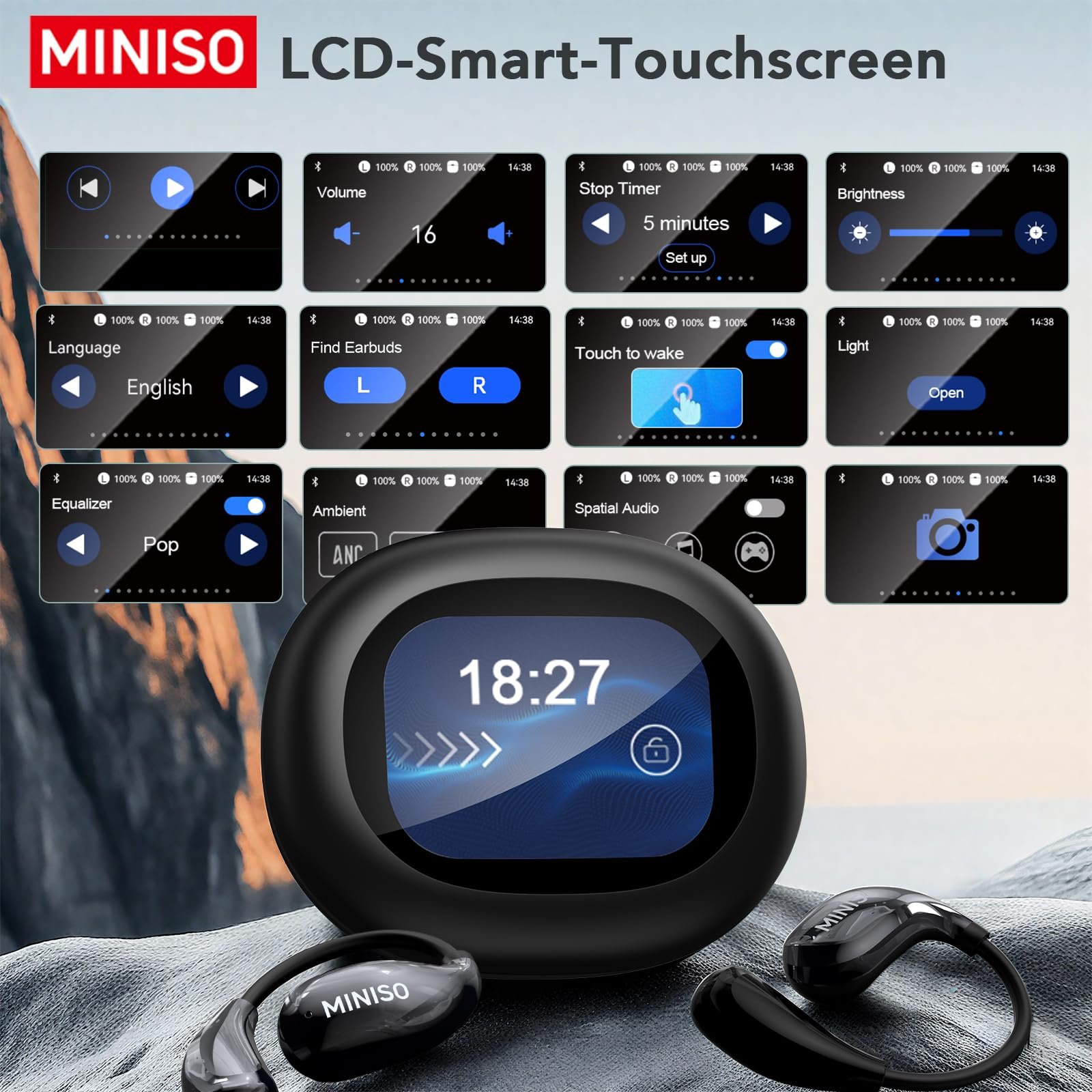 Наушники-переводчик AI MINISO MS189, реального времени, OWS LCD сенсорный, фото №5 Наушники-переводчик AI MINISO MS189, реального времени, OWS LCD сенсорный, фото №5