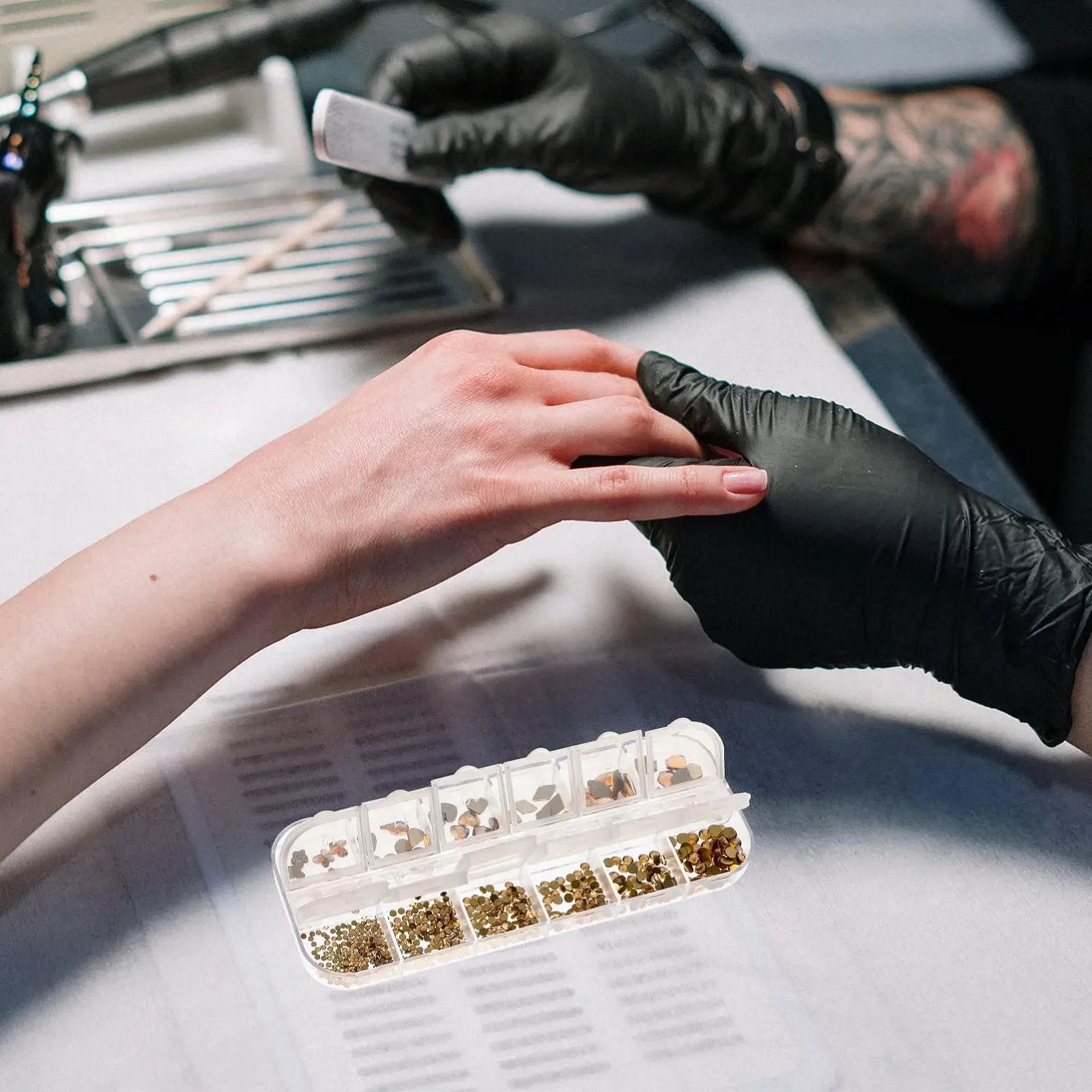 Стразы для ногтей FOMIYES 12 Grid, плоские, разные формы для креативного дизайна ногтей и украшений для рукоделия, фото №9