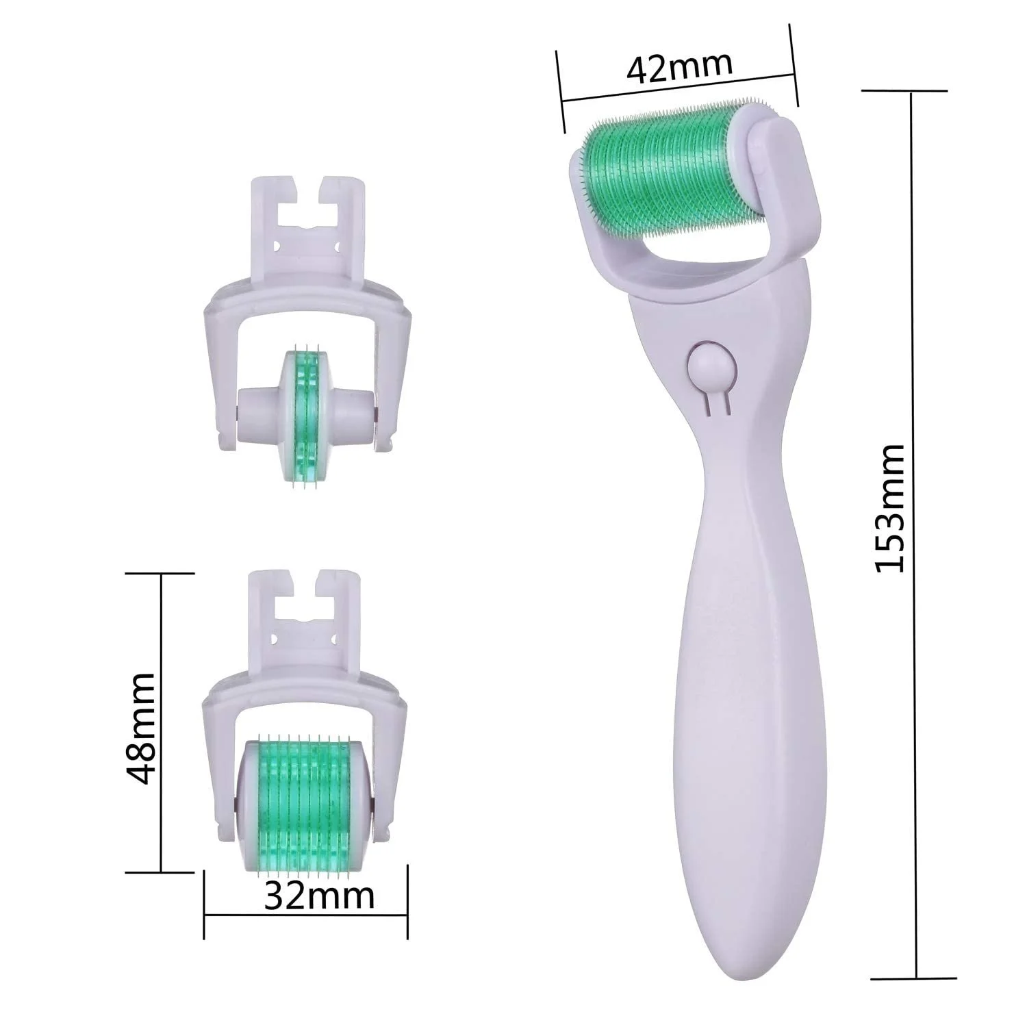 Ролер для мікронідлінгу BOWKA 3-в-1 для бороди - 600 (0.30 мм) 180 (0.25 мм) 1200 (0.50 мм) для обличчя та тіла, фото №7