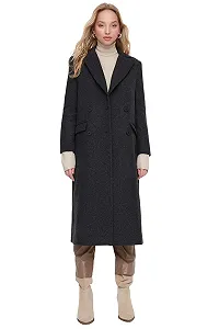 Пальто TRENDYOL Plain Webstoff Regular Wickelschnitt synthetic.ua - Фото 1