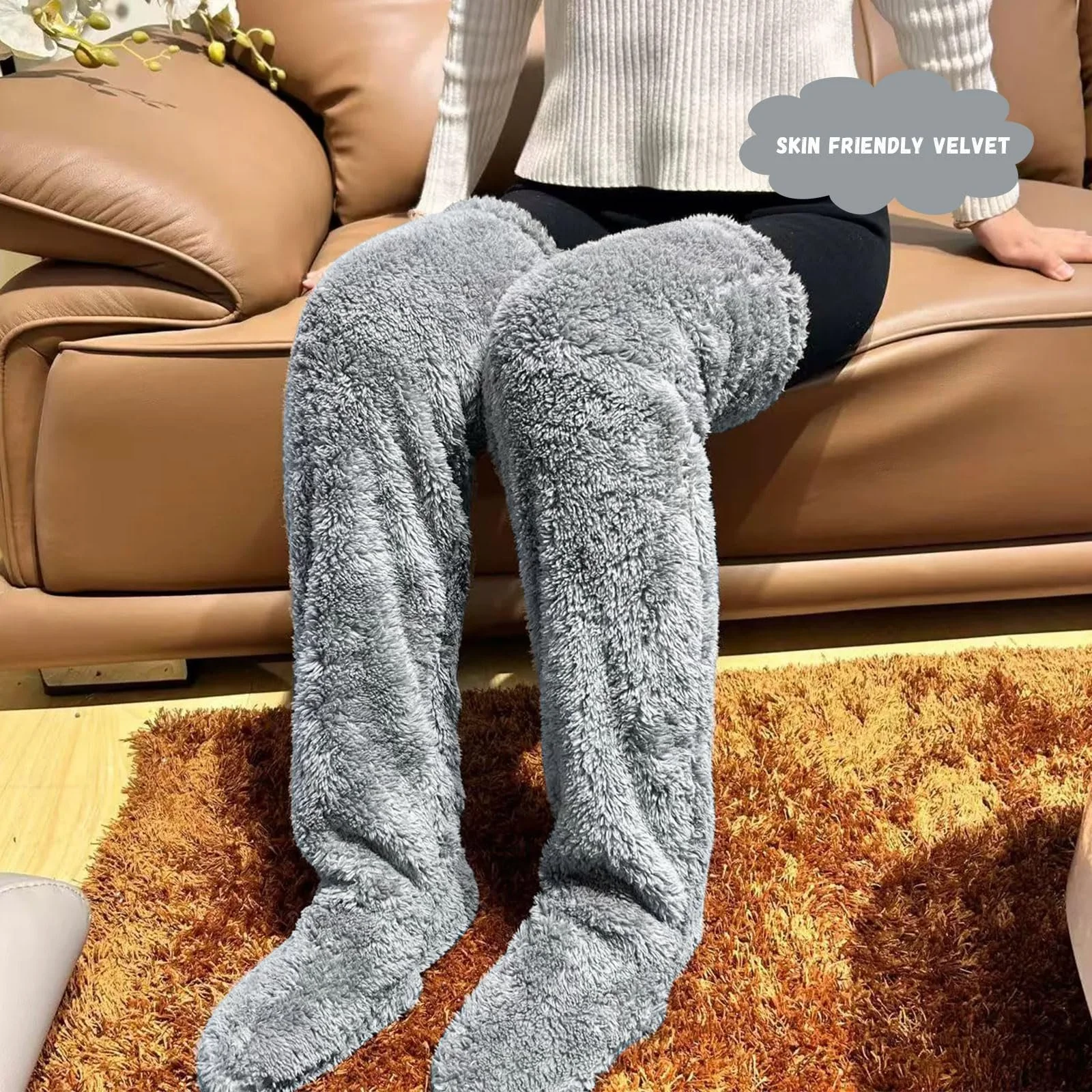 Плюшеві панчохи вище коліна, Пухнасті, Довгі м'які шкарпетки, фото №7