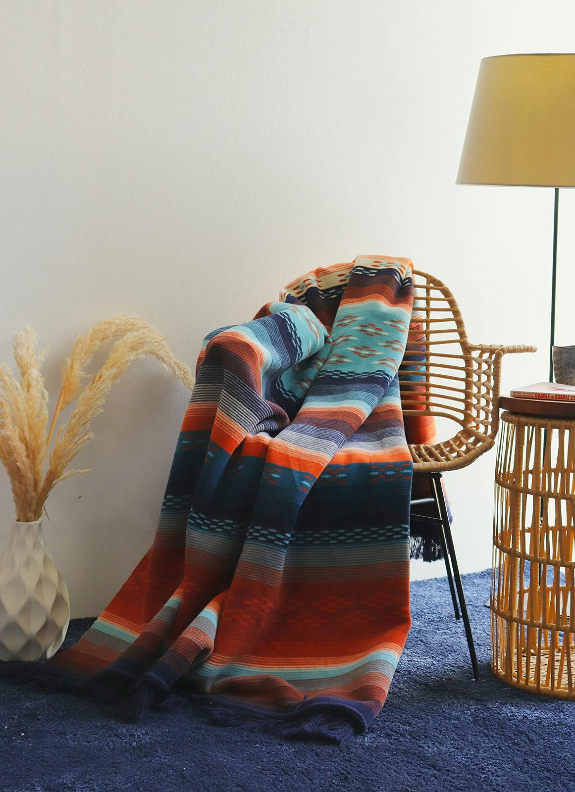 Покривало Biederlack Peru М'яка Бавовняна Темно-синій/Помаранчевий 150 x 200 см, фото №8 Покривало Biederlack Peru М'яка Бавовняна Темно-синій/Помаранчевий 150 x 200 см, фото №8