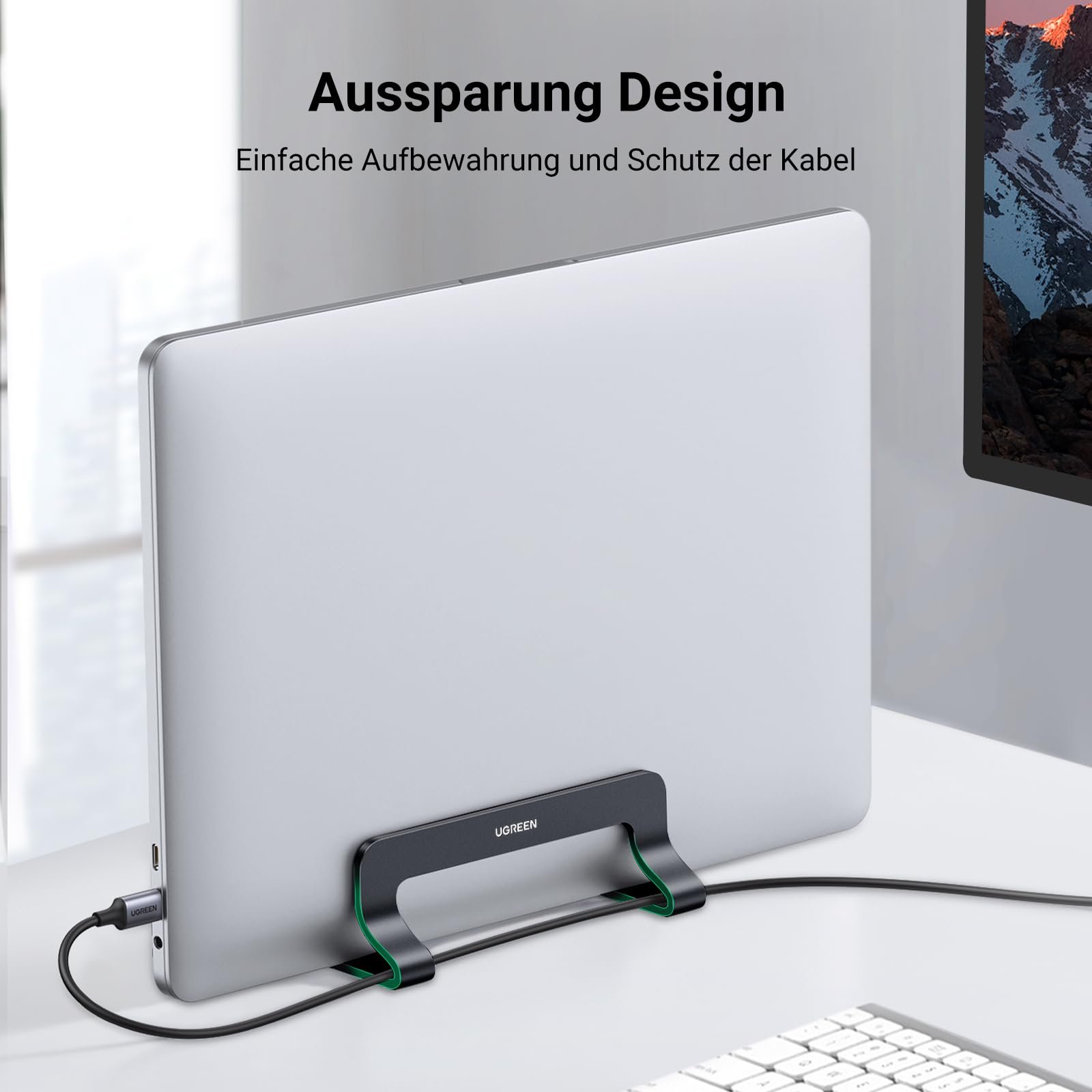 Вертикальная Подставка UGREEN Алюминиевая Вертикальная Подставка для Ноутбука, Экономия Места, Подставка для Ноутбука с Термическим Основанием для Ноутбуков, MacBook Air, Pro, Samsung, iPad, Планшетов, фото №8
