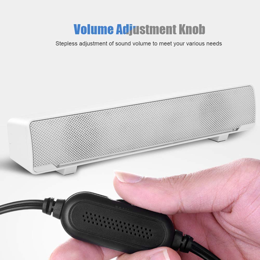 Звукова панель cigemay Portable 3D Stereo USB DSP Wired Bass Surround з аудіо роз'ємом 3.5 мм (Білий), фото №5