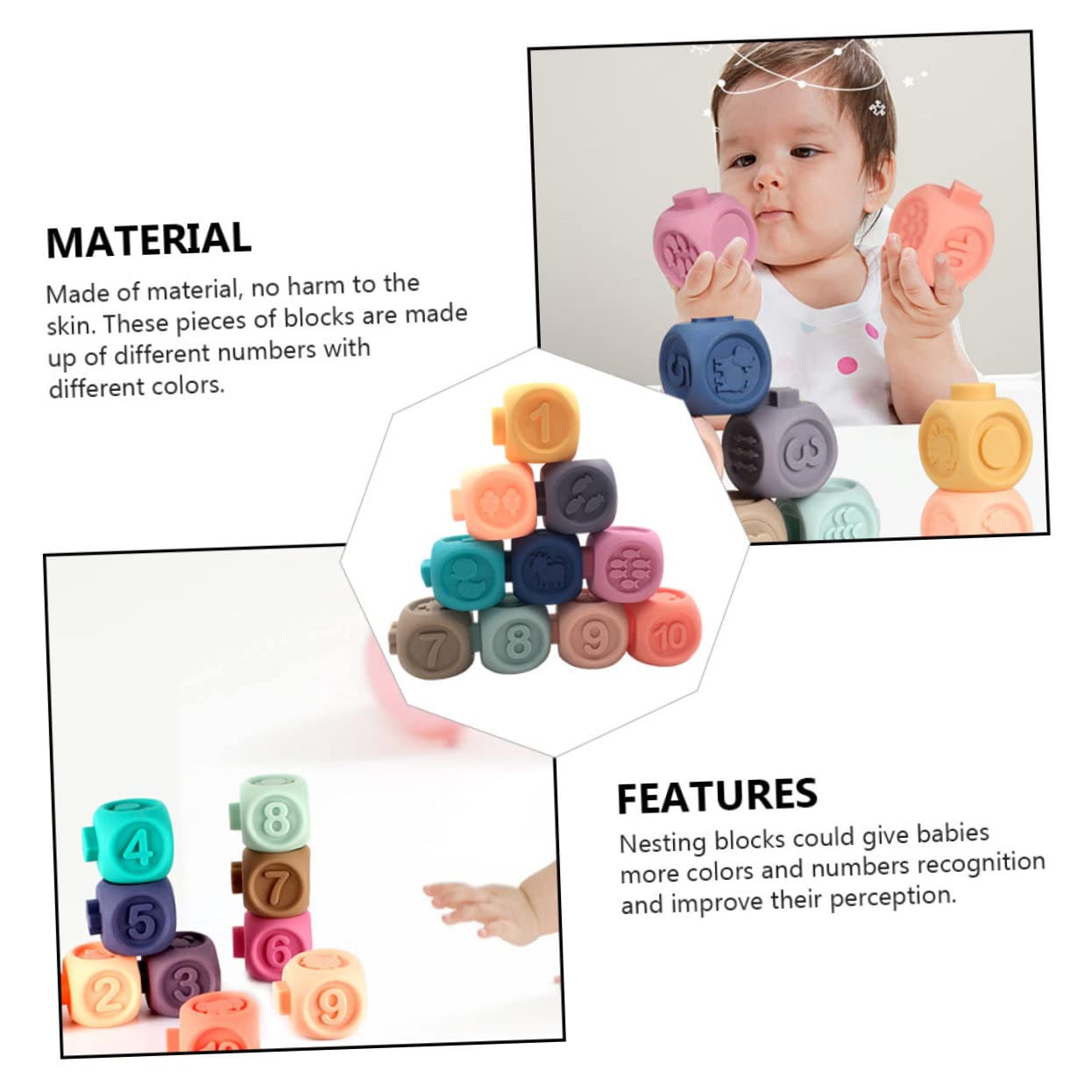 Игрушка PHENOFICE 1 Set Digital Building Blocks Chew Toy для детей Soft Rubber, фото №9