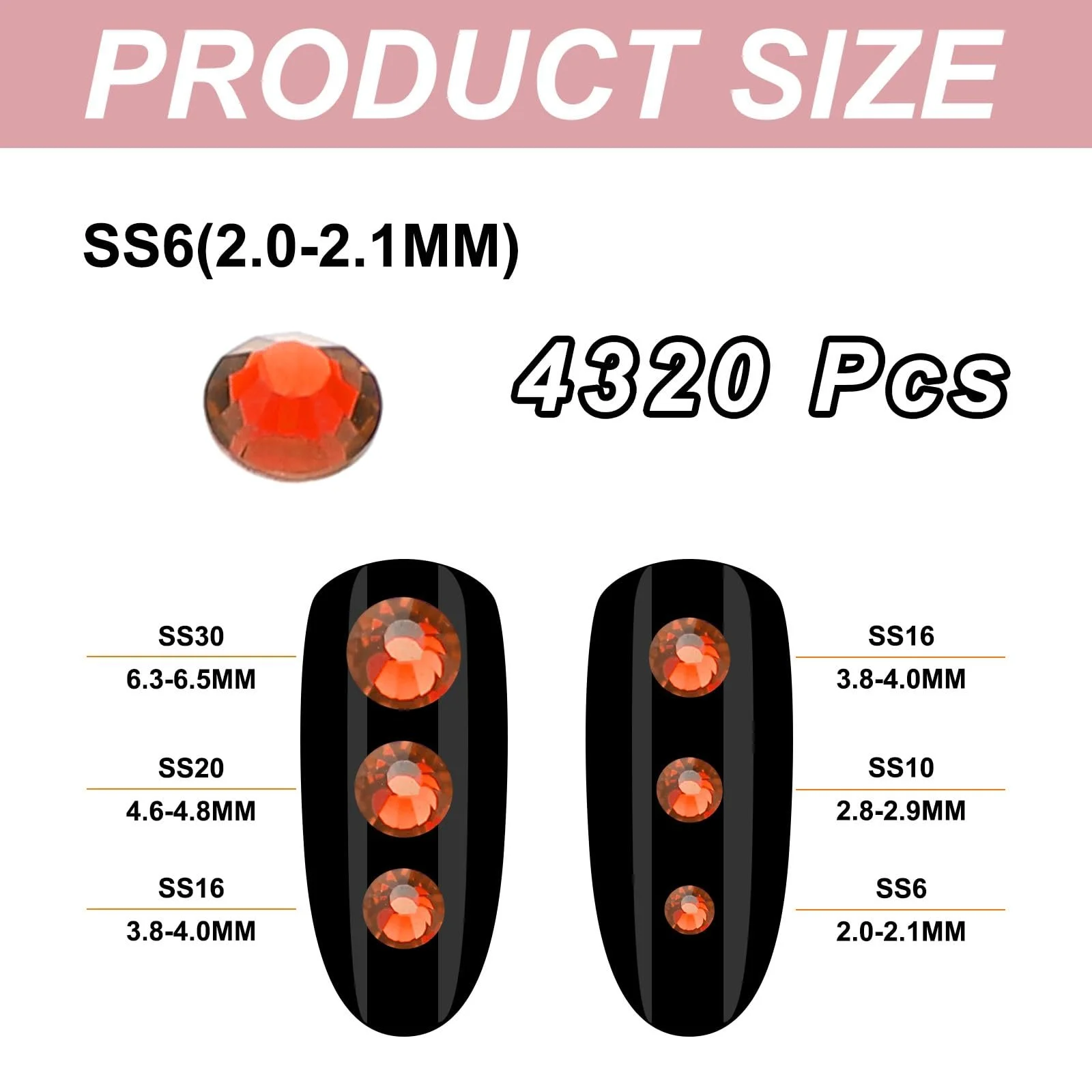 Стрази круглі Золотисто-помаранчевий SS6, 2,0–2,1 мм, 4320 шт, фото №2