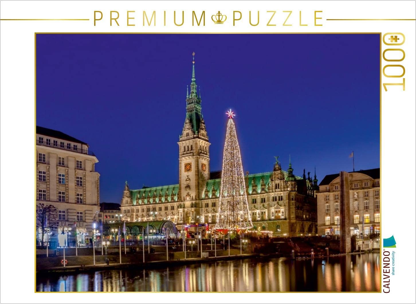 Пазл CALVENDO Hamburg Town Hall with Large LED Fir Tree 1000 элементов 64 x 48 см, фото №1