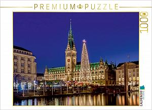 Пазл CALVENDO Hamburg Town Hall with Large LED Fir Tree 1000 элементов 64 x 48 см - Фото 1
