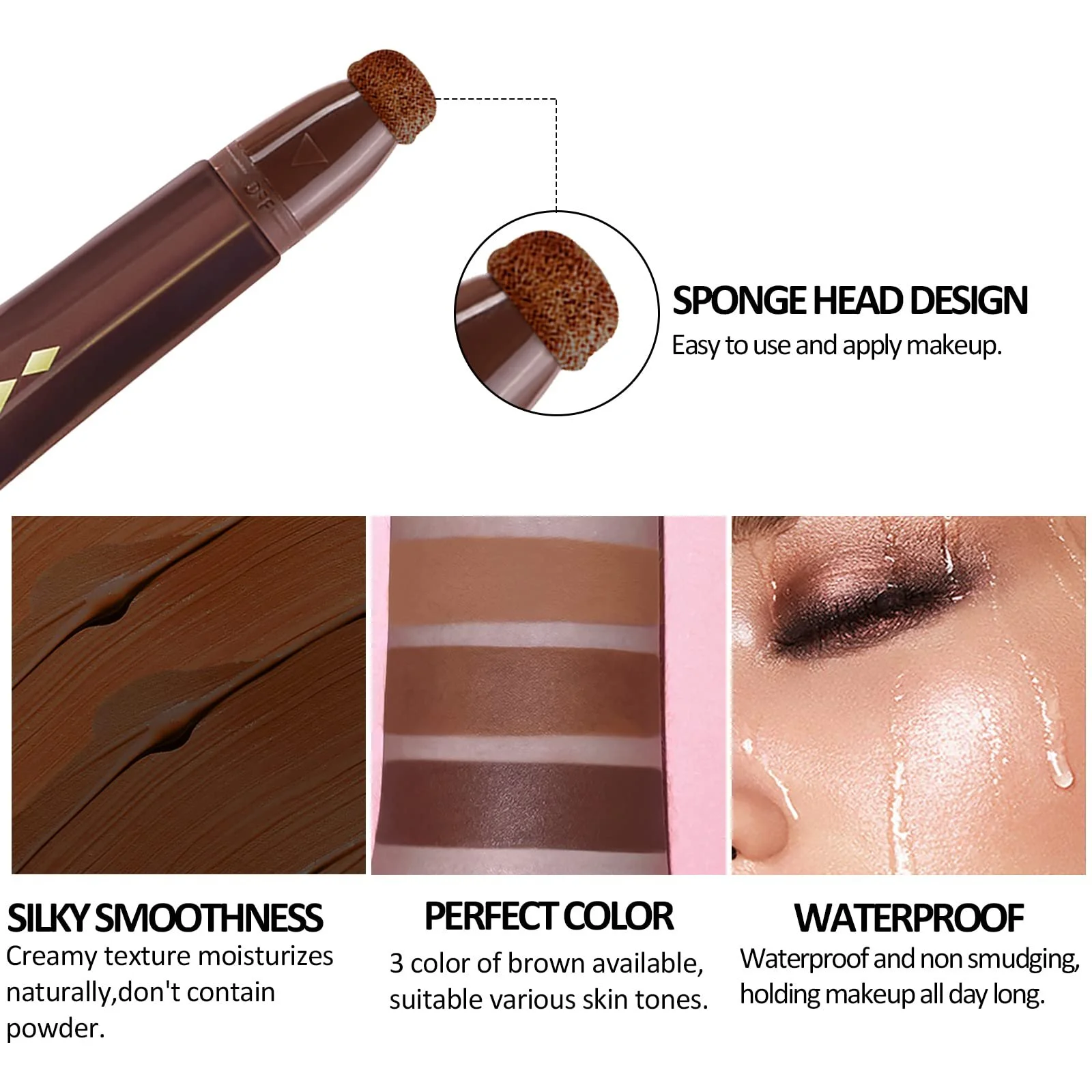 Консилер Prreal Beauty Wand для контуринга лица, кремовый, жидкий, с аппликатором, оттенок 01, фото №3