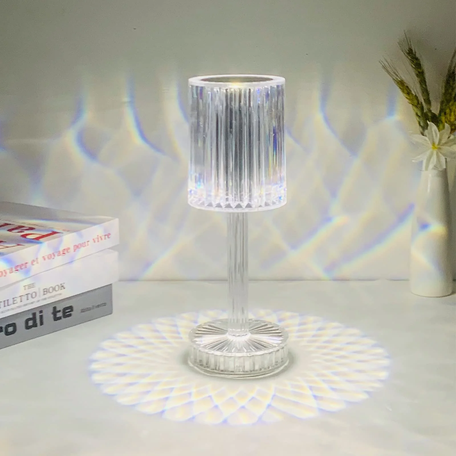 Настільна лампа XVZ LED Кришталева Акумуляторна 2000 мАг Сенсорна Димер, фото №6