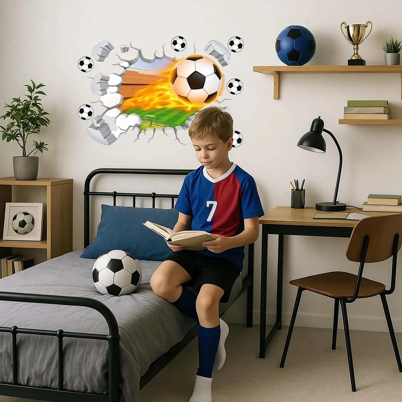 Наклейка на стіну 3D Футбольний м'яч 60 x 40 см, фото №5