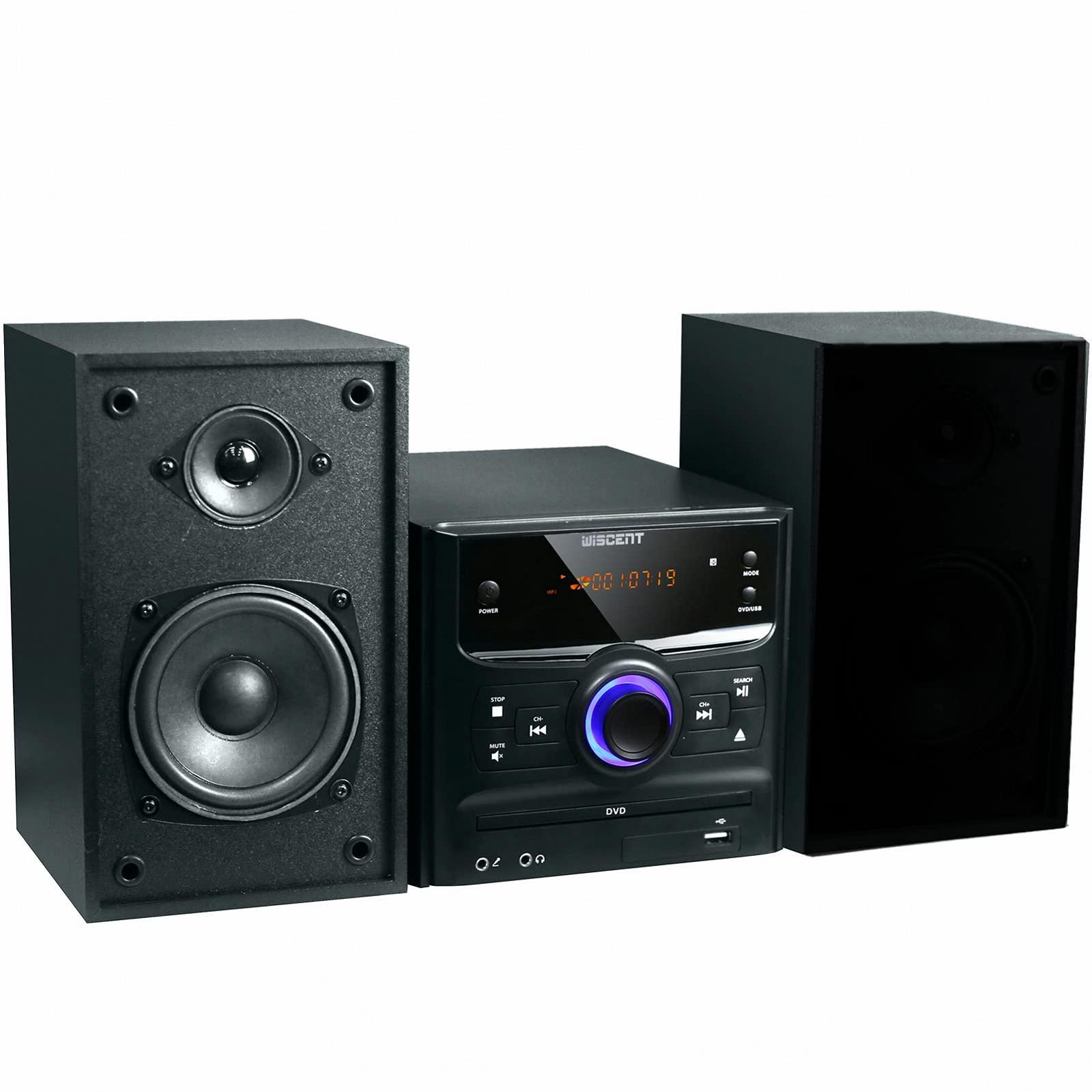 Hi-Fi система WISCENT 30 W с Bluetooth (CD-проигрыватель, DVD-проигрыватель, FM-радио, USB, AUX вход), фото №1