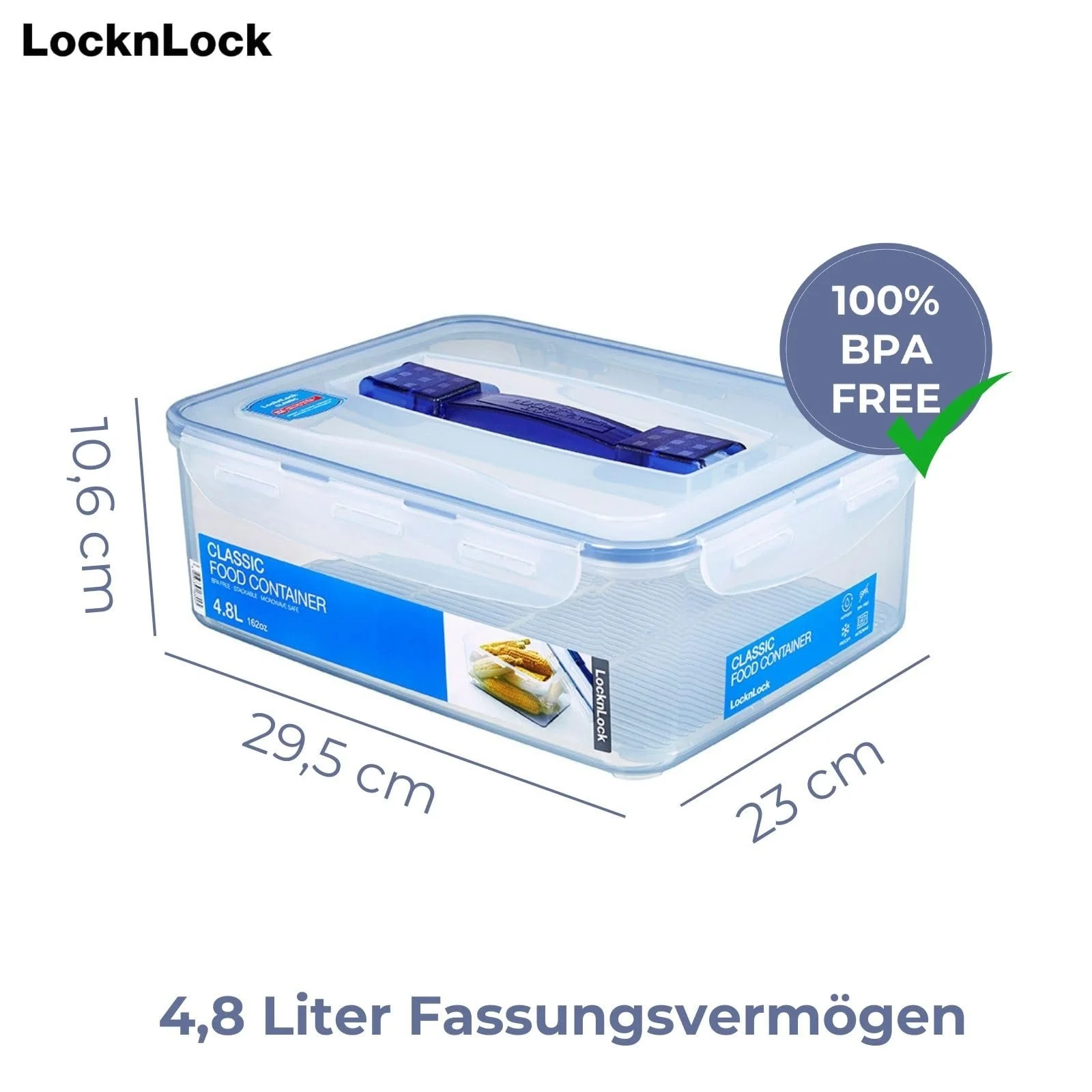 Контейнер для зберігання продуктів Lock & Lock HPL880 4.8 л з решіткою для зливу та ручкою, фото №3 Контейнер для зберігання продуктів Lock & Lock HPL880 4.8 л з решіткою для зливу та ручкою, фото №3