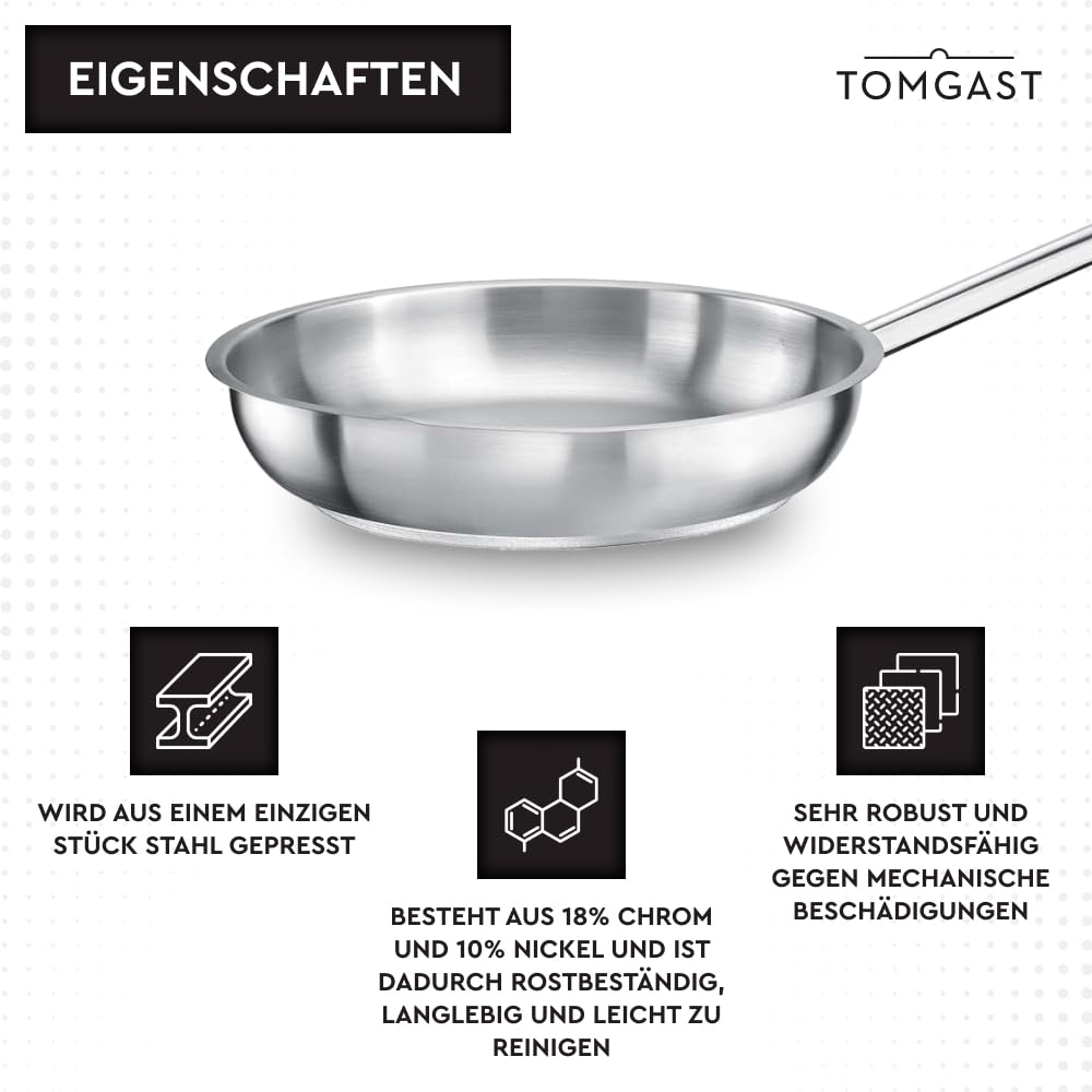 Сковорідка TOMGAST Діаметр: 24 см Висота: 5 см Колір: нержавіюча сталь, фото №4 Сковорідка TOMGAST Діаметр: 24 см Висота: 5 см Колір: нержавіюча сталь, фото №4