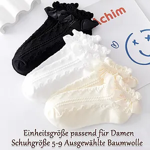 Носки с рюшами (6 пар) Черный Белый Абрикосовый synthetic.ua - Фото 1