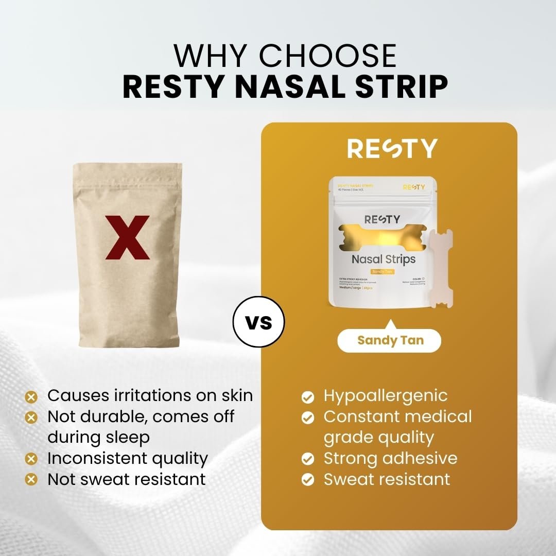 Смужки на ніс Resty Sandy Tan упаковка 48 шт., пластирі проти хропіння, фото №2