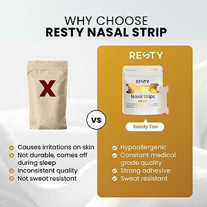 Смужки на ніс Resty Sandy Tan упаковка 48 шт., пластирі проти хропіння synthetic.ua - Фото 1