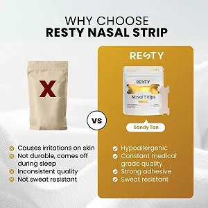 Смужки на ніс Resty Sandy Tan упаковка 48 шт., пластирі проти хропіння synthetic.ua - Фото 1