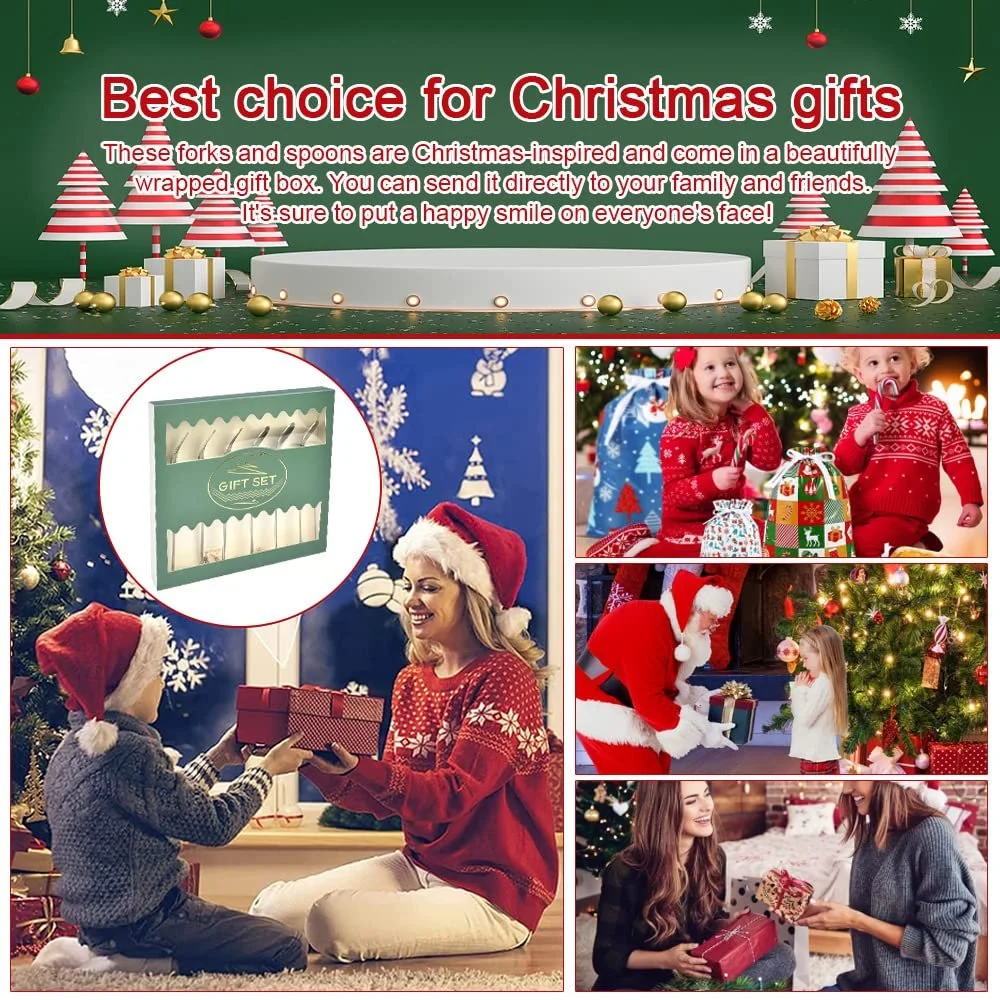 Набор вилок и ложек BUZIFU, 6 шт., 3 ложки и 3 вилки, из нержавеющей стали, фото №6