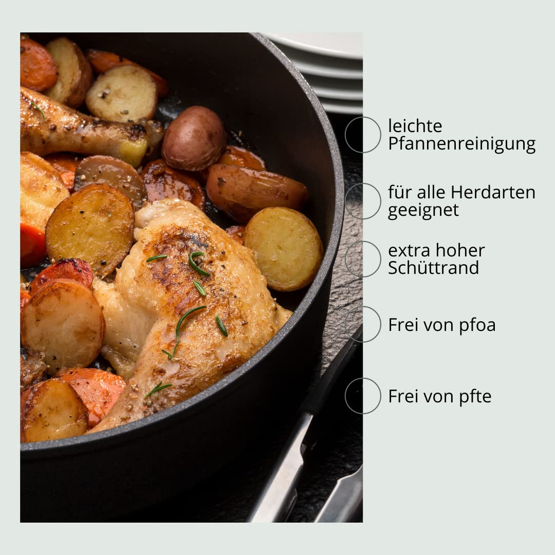 Сковорода Genius Cerafit Plasma High Rim 26 см + Стеклянная Крышка, фото №5