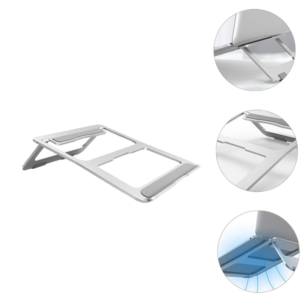 Подставка для ноутбука Алюминиевая складная нескользящая прочная с эргономичным углом для лучшего комфорта сидения и быстрого отвода тепла Многофункциональная для стола, фото №4