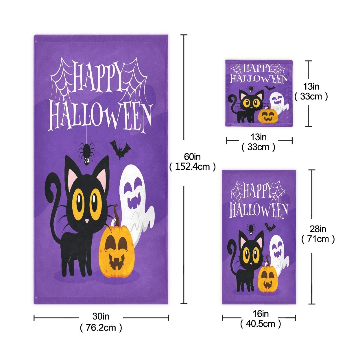 Набір рушників BEUSS Halloween Cat Skull 100% бавовна 3 шт. високовбираючий, фото №3