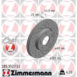 Тормозной диск ZIMMERMANN 285.3527.52 Тормозной диск ZIMMERMANN 285.3527.52