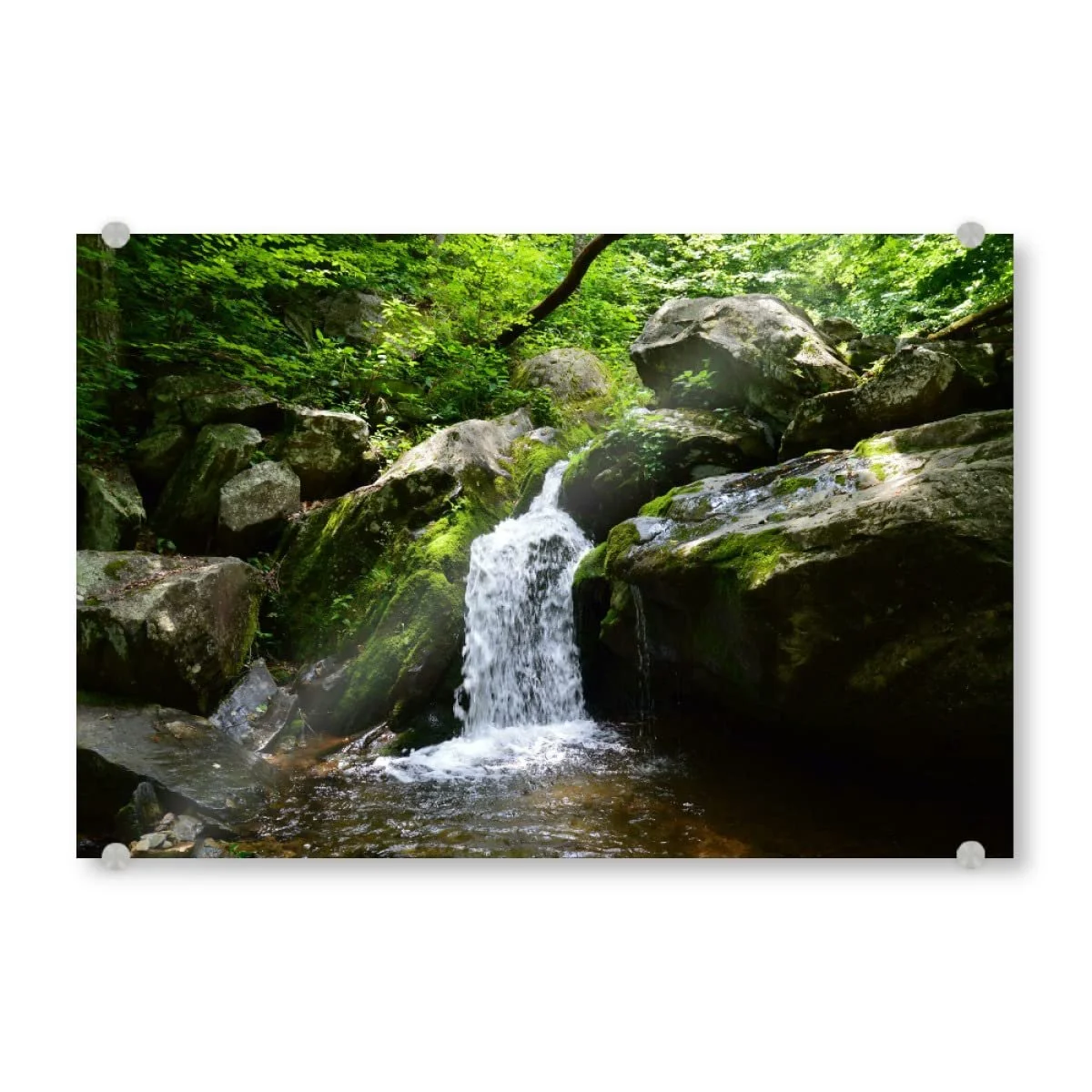 Картина на акриловому склі artboxONE Nature The Waterfall in the Green Forest 60 x 40 см, фото №1