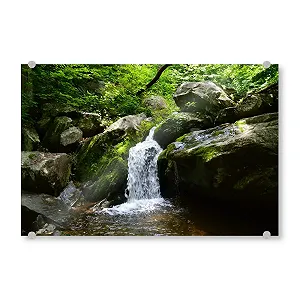 Картина на акриловому склі artboxONE Nature The Waterfall in the Green Forest 60 x 40 см - Фото 1