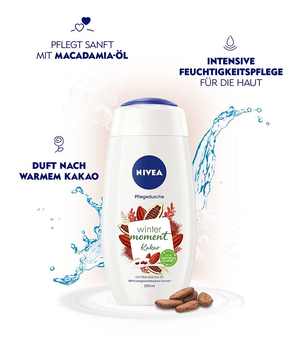 Крем-гель для душа NIVEA Winter Moment Cocoa Shower Care с маслом макадамии 250 мл, фото №3