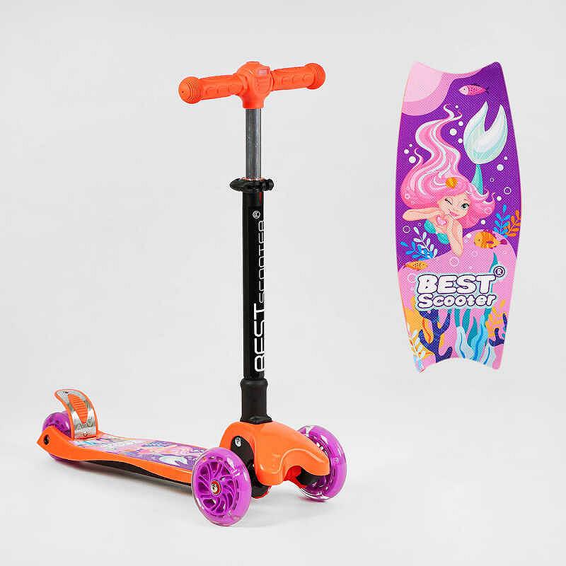 Самокат трьохколісний Best Scooter MAXI складний руль з лампою 4 колес PU з світлом Multicolor 111636, фото №3 Самокат трьохколісний Best Scooter MAXI складний руль з лампою 4 колес PU з світлом Multicolor 111636, фото №3