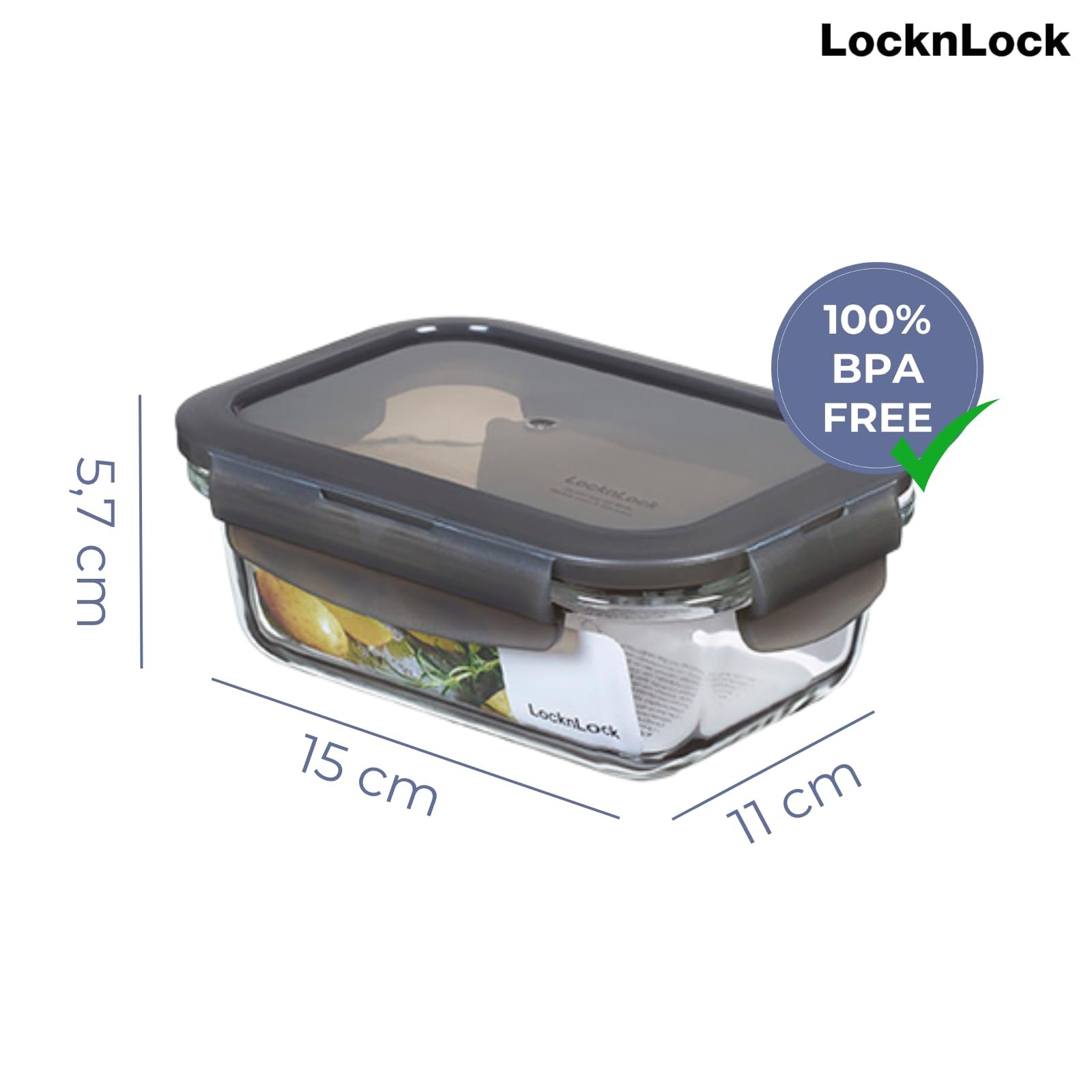Контейнер для зберігання LocknLock OVEN GLASS 380 мл 150x110x57 мм Боросилікатне скло, фото №2