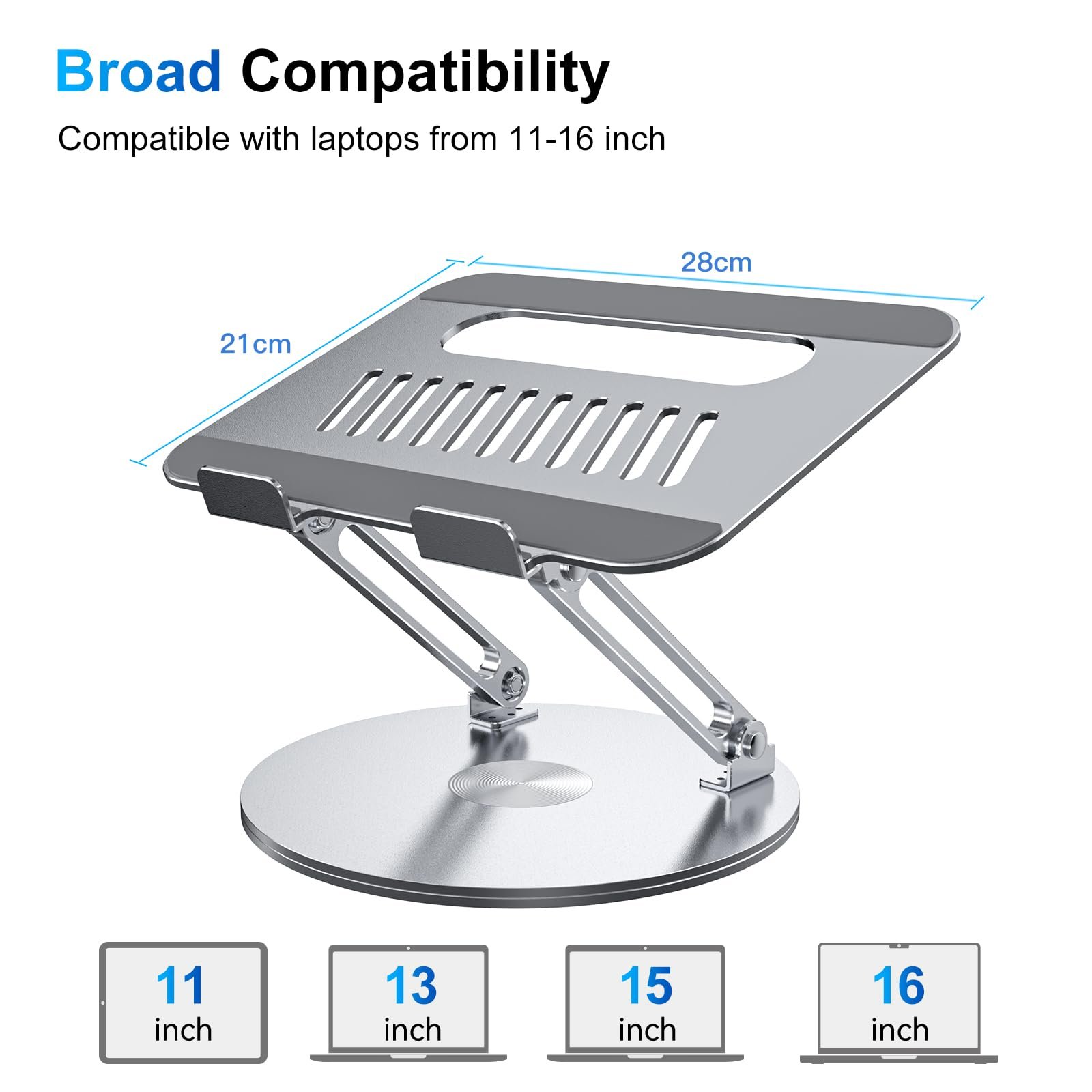 Підставка для ноутбука, регульована по висоті, складана, ергономічна вентильована з обертовою основою 360, вертикальний тримач для ноутбука, сумісна з Notebook MacBook Air/Pro, Dell, HP і ноутбуками 11-16 дюймів, фото №2