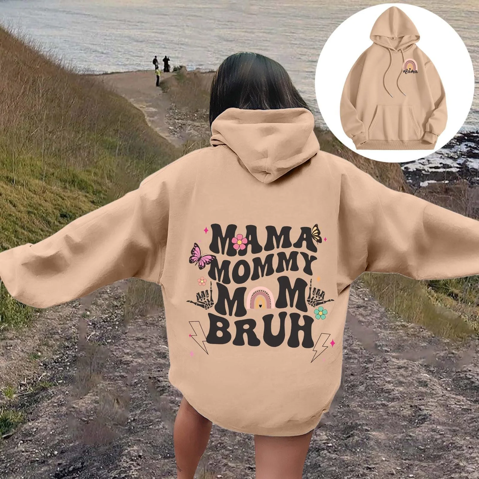 Женская Толстовка с Капюшоном Осень Зима Harajuku Streetwear С Принтом на Спине Букв 90s Y2k E-Girl Oversize Винтаж Толстовки для Женщин Топы Рубашка с Длинным Рукавом Худи Джемпер, фото №3