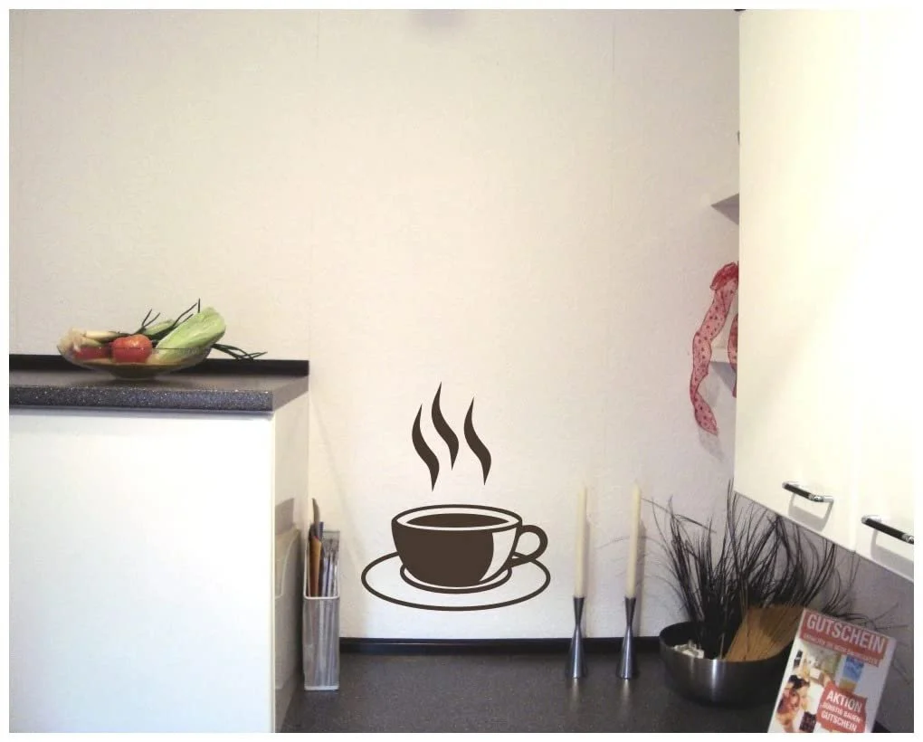 Наклейка на стену Samunshi Чашка кофе 8.2 x 10 см Черная, фото №2