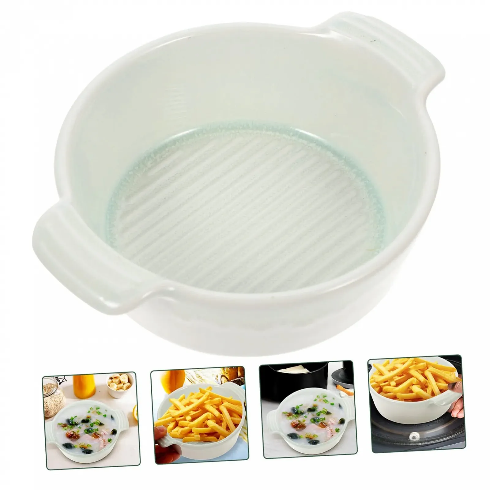 Форма для выпекания Luxshiny керамическая круглая с двумя ручками зеленая, фото №3