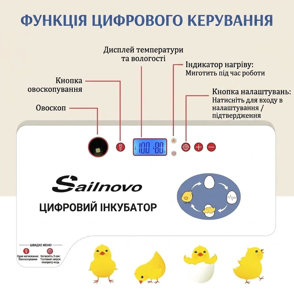 Инкубатор автоматический Sailnovo на 20 яиц / Белый, фото №5