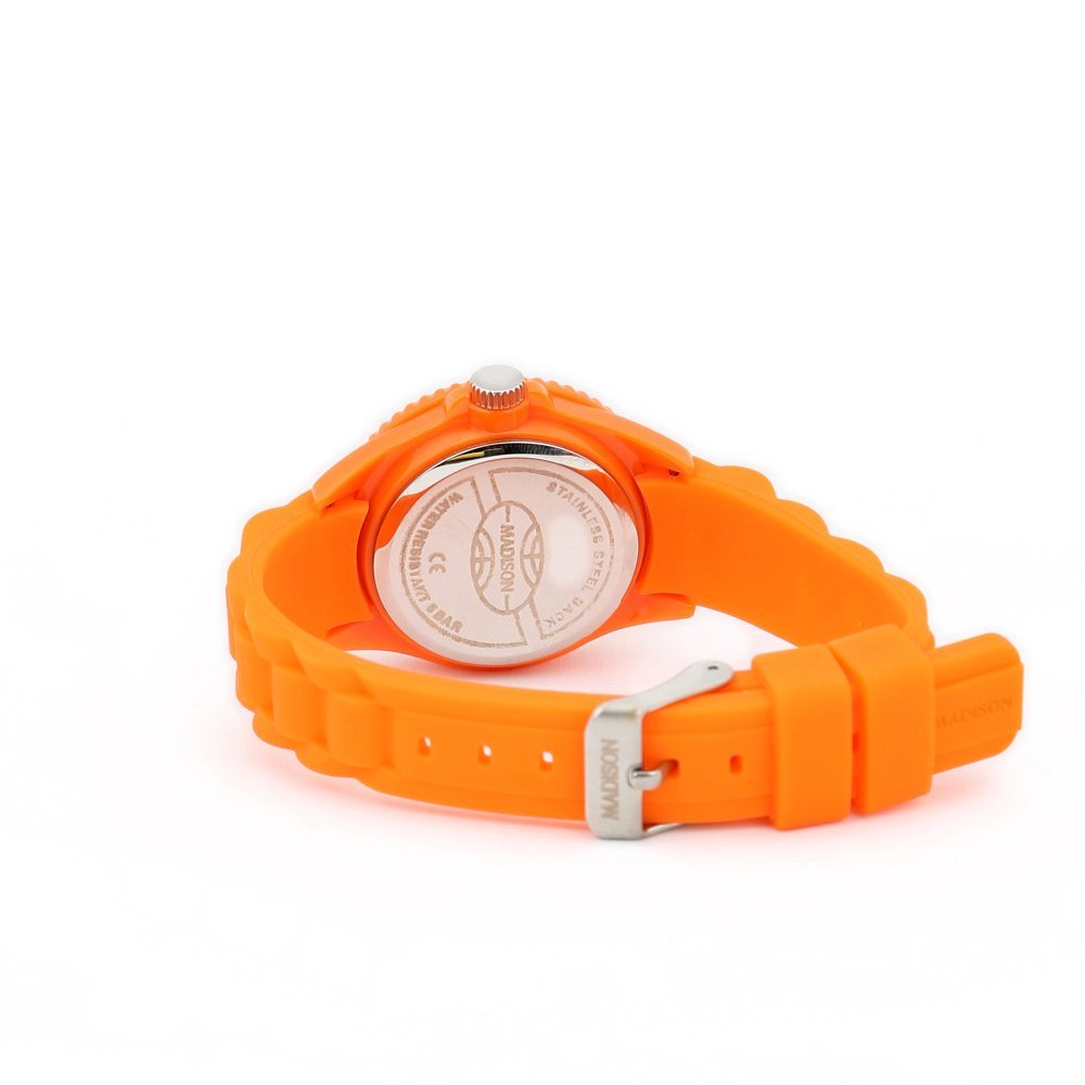 Унисекс часы аналоговые кварцевые Madison New York L4167-04/3 Оранжевый/Оранжевый, фото №3 Унисекс часы аналоговые кварцевые Madison New York L4167-04/3 Оранжевый/Оранжевый, фото №3