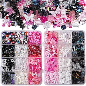 Набір для нігтів 3D Метелик Троянда Квітка Бантик Кролик Ведмідь 2050 шт. з кришталевими дорогоцінними каменями - Фото 1